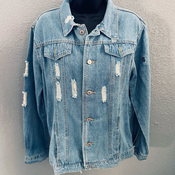 Divided RESIST Distressed Denim Jacket - Picture 2 of 7